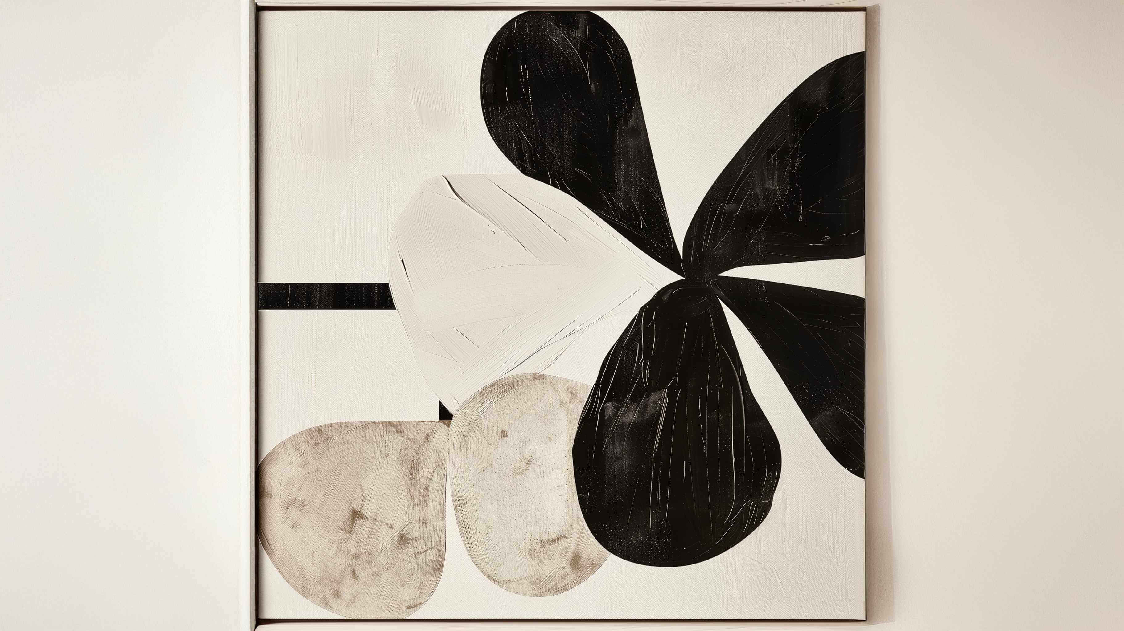 Stylisches Poster im Format A4 mit abstrakter Grafik in Schwarz und Weiß für die perfekte Wohnungsdekoration.