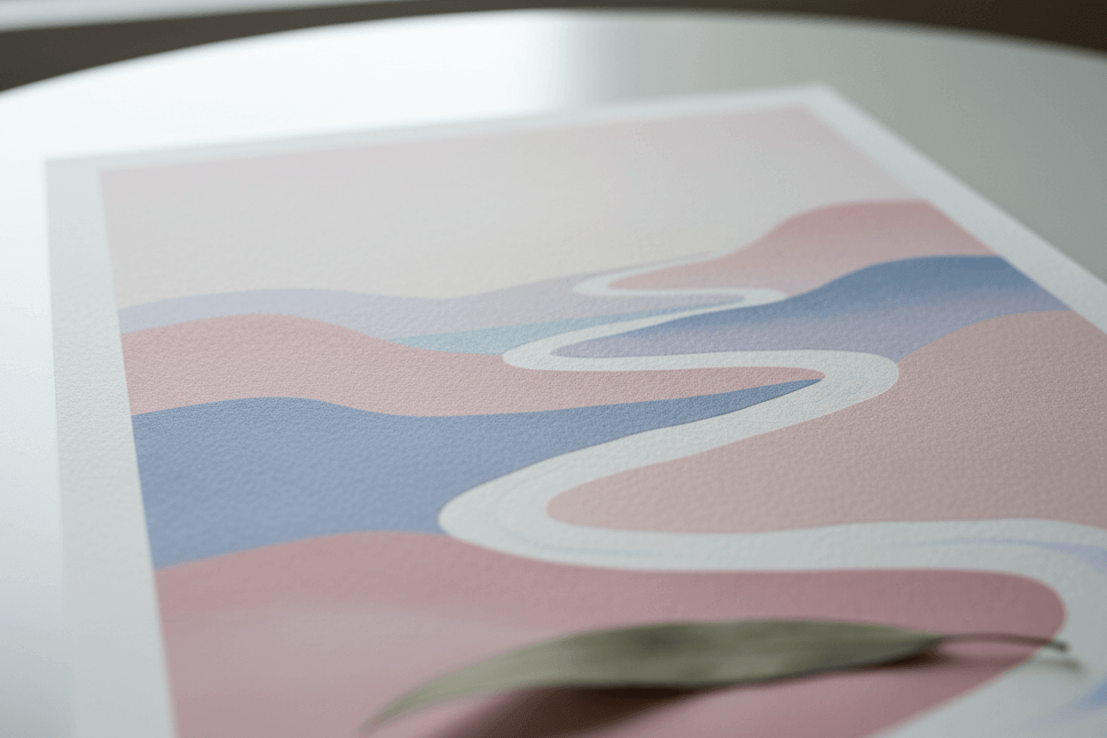 Kunstdrucke Made in Germany mit sanften Farben und geschwungener Linienführung auf hochwertigem Papier.
