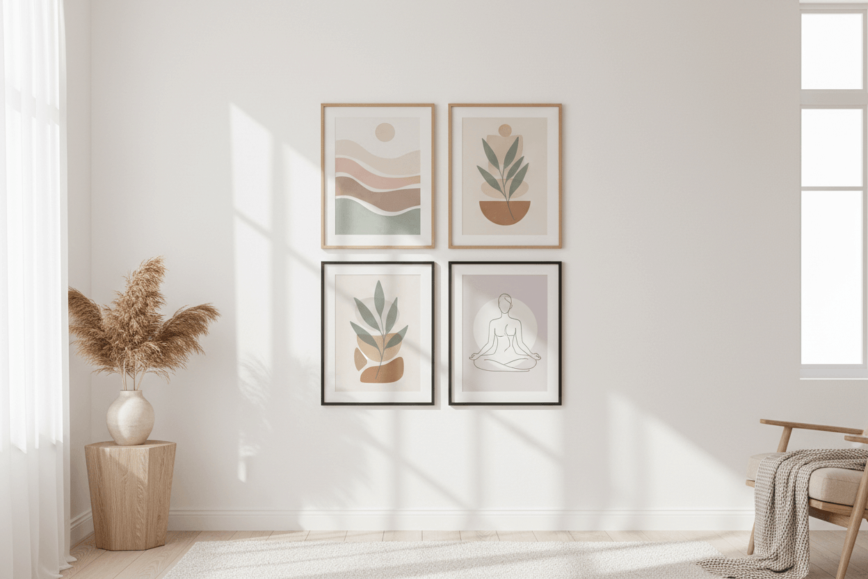 Alles über Kunstdruck-Formate: stilvolle Kunstdrucke in einem modernen Wohnraum