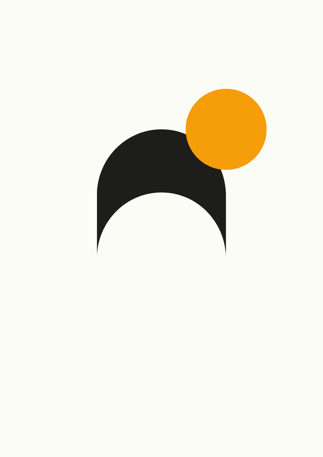 Minimal Art Poster mit abstrakten Formen und warmen Farben für modernes Wohndesign.