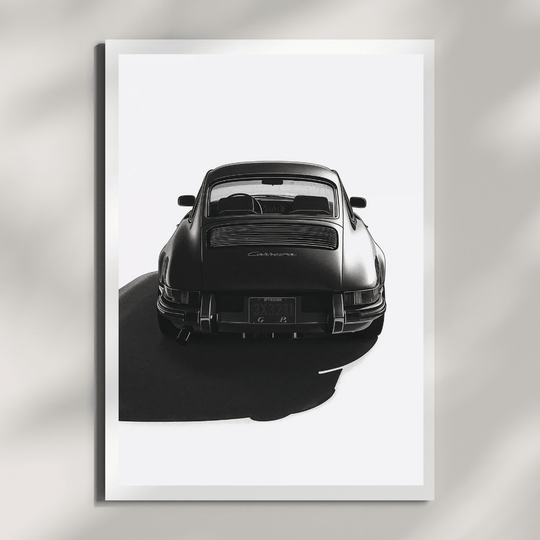 Porsche 911 G-Modell Heckansicht Kunstdruck – Minimalist Design Poster mit Schwarz-Weiß-Darstellung.