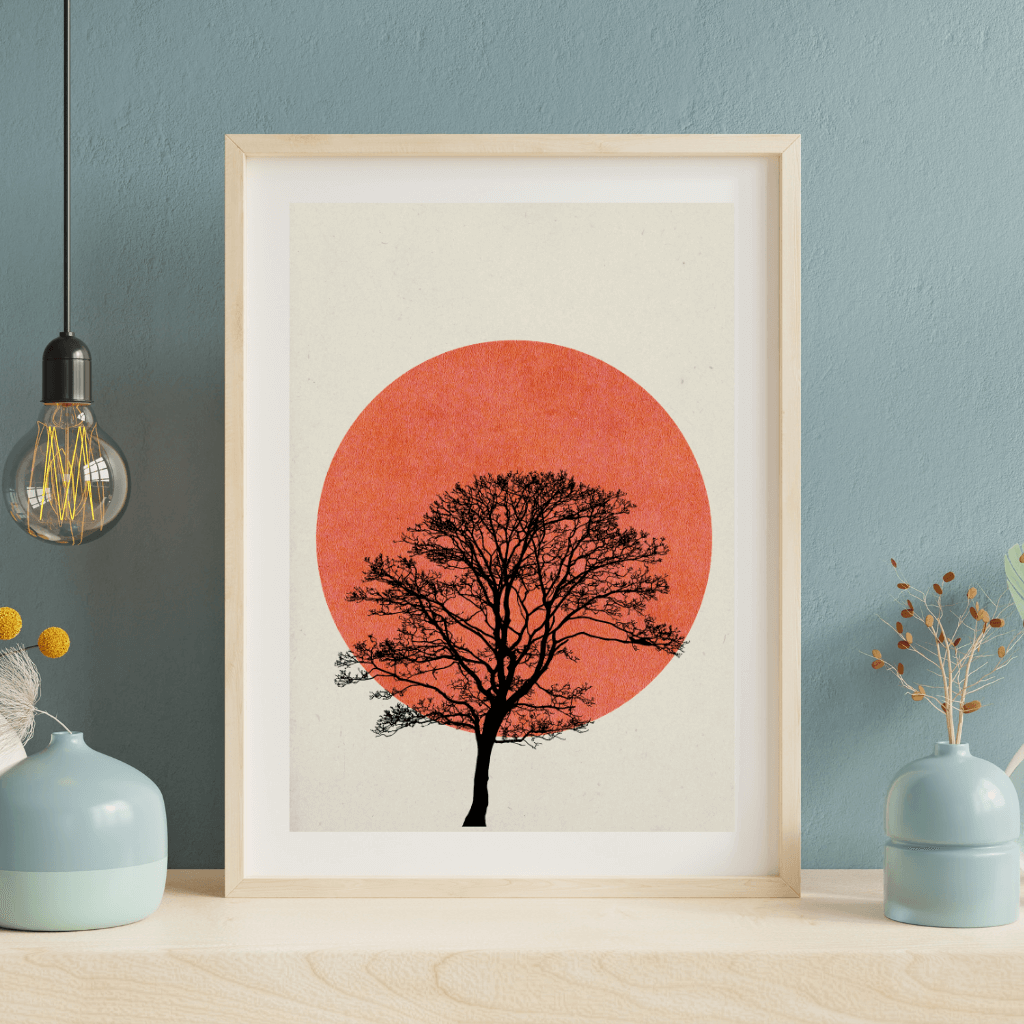 Natur Wandbild Zen A4 Minimalistischer Baum Kunstdruck – | Modern Art Print Made in Germany in einem modernen Rahmen