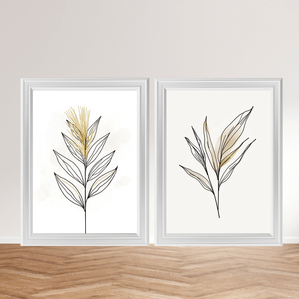 Botanische Kunstdrucke im Set – Minimal Line Art Blätter | Eigenes Design, Made in Germany – feine Linien und natürliche Formen