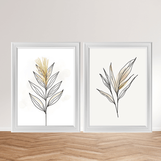 Botanische Kunstdrucke im Set – Minimal Line Art Blätter | Eigenes Design, Made in Germany – feine Linien und natürliche Formen