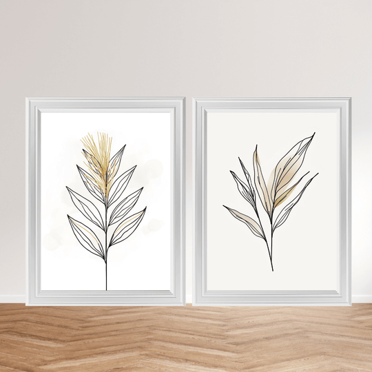 Botanische Kunstdrucke im Set – Minimal Line Art Blätter | Eigenes Design, Made in Germany – feine Linien und natürliche Formen