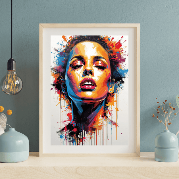 Pop Art Poster A4 Neon Soul – Limitierter Kunstdruck 2er Set (150 Stück) in modernem Rahmen, leuchtende Farben und emotionales Motiv.