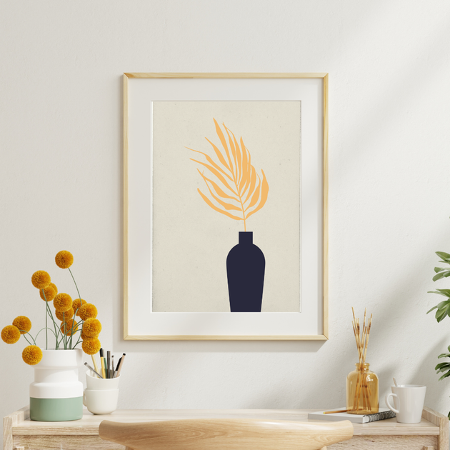Minimalistische Wandbilder A4 3er Set – Boho Poster Beige | Made in Germany - Poster mit Vase und Pflanzenmotiv.