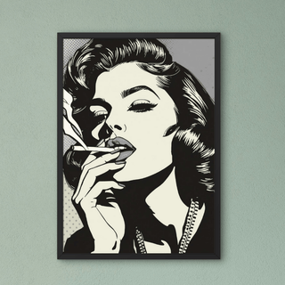 Pop Art Poster Set A4 (3er) – Minimalistische Vintage Kunstdrucke Schwarz Weiß, Frau mit Zigarette im Retro-Stil.