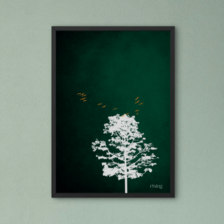 Poster Naturmotiv – Minimal Japandi Art „Rising“ – Abstrakte Wandkunst. Minimalistische Wandkunst mit Baum.