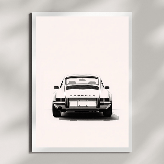 Porsche 911 G-Modell Heckansicht | Minimalistischer Kunstdruck A4 für Auto-Liebhaber