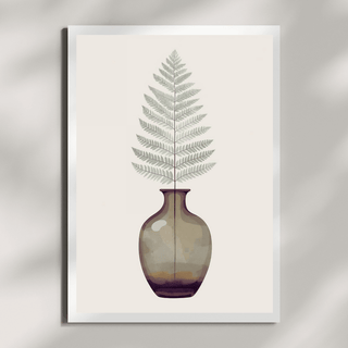 Boho Farn in Vase Poster A4 – stilvoller Kunstdruck mit Farn in Glasvase, ideal für modernes Zuhause.