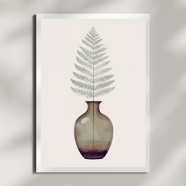 Boho Farn in Vase Poster A4 – stilvoller Kunstdruck mit Farn in Glasvase, ideal für modernes Zuhause.