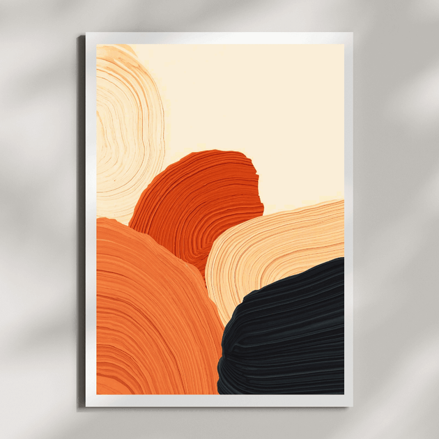 Abstrakter Kunstdruck A4 – Modernes Poster in Beige, Terracotta & Schwarz, ideal für stilvolle Wohnräume.