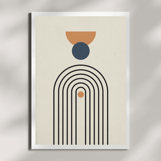 Minimalistische Japandi Poster mit geometrischen Linien und warmen Farben im A4 Format.