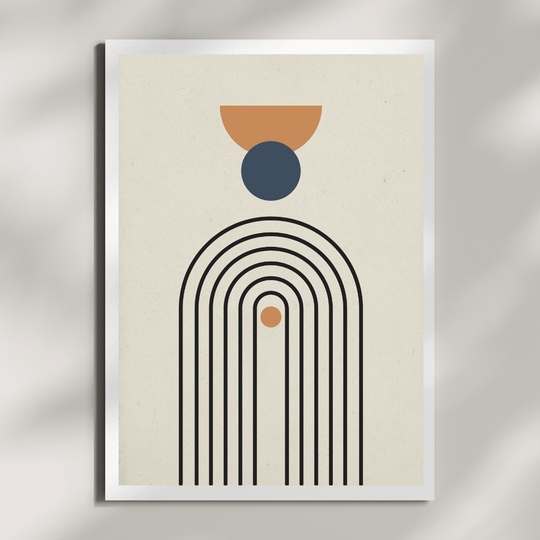 Minimalistische Japandi Poster mit geometrischen Linien und warmen Farben im A4 Format.